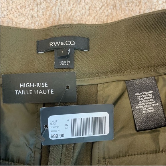 RW&CO green khaki high waisted cargo pants - Sz 4 - NWT - Picture 8 of 9